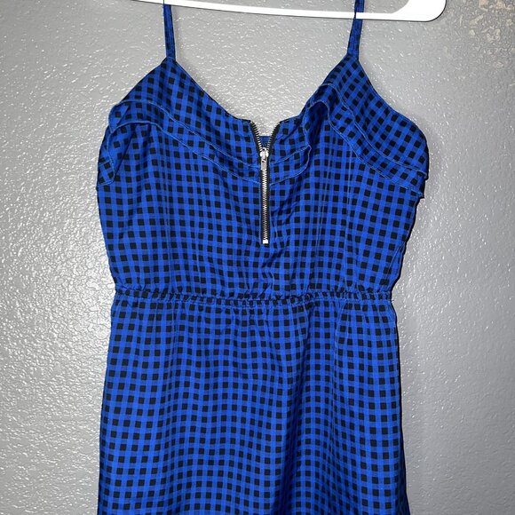 Roxy Blue Black Checkered Slip Dress Women’s XS Adjustable Strap Casual - Picture 5 of 8